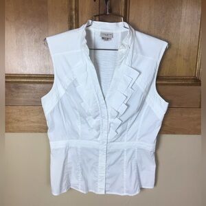 Karen Millen England monochrome detail stitching white quality sleeveless top